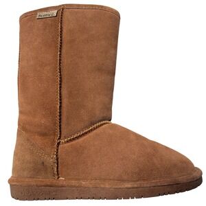 Bearpaw Elle Tall Hickory Brown Suede Sheepskin Fur Winter Boots Womens 7